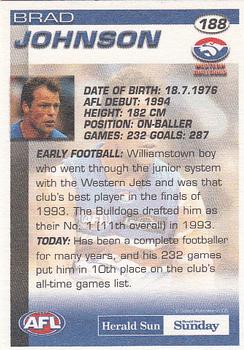 2005 Select Herald Sun AFL #188 Brad Johnson Back